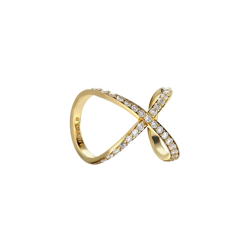 Kiss Ring in Yellow Gold with White Diamonds  KRL11.24  Sybarite Jewellery - image 1
