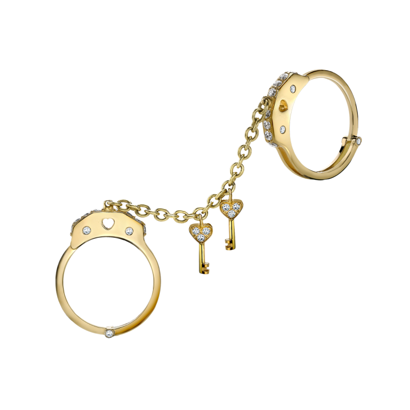 Handcuffs Ring in Yellow Gold with Diamonds  HCR10.24  Sybarite Jewellery - image 0