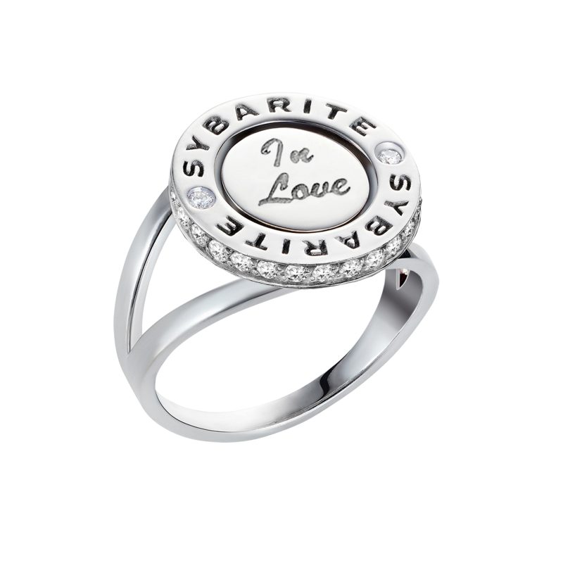 Smiley Ring In Love in White Gold With White Diamonds & Rubies SILR8.04.15 Sybarite Jewellery - image 0