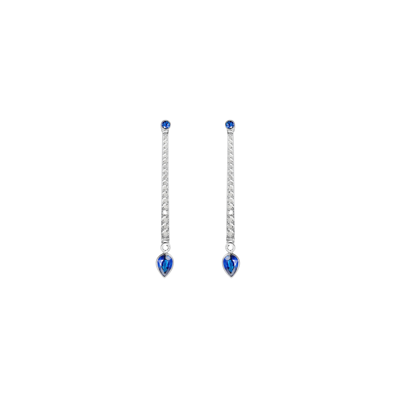 En Pointe Earrings in White Gold with White Diamonds and Sapphires EPE5.04.11 Sybarite Jewellery - image 0
