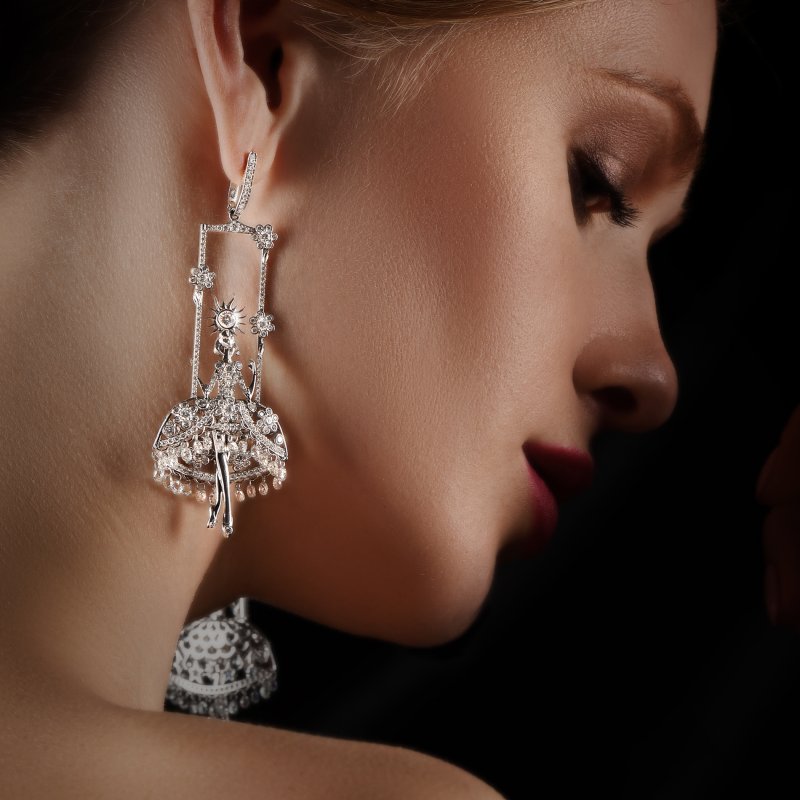 Fairies Earrings in White Gold with White Diamonds DNSE4.04 Sybarite Jewellery - image 3