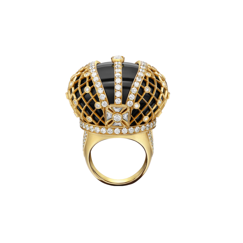 Royal Jubilee Ring in Yellow Gold with White Diamonds and Onyx DJR1.24.17 Sybarite Jewellery - image 0