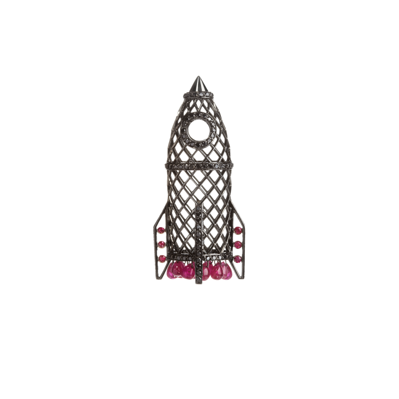 Pocket Rocket Pendant in Blackened Gold with Black Diamonds and Rubies PRSP2.25.15 Sybarite Jewellery - image 0
