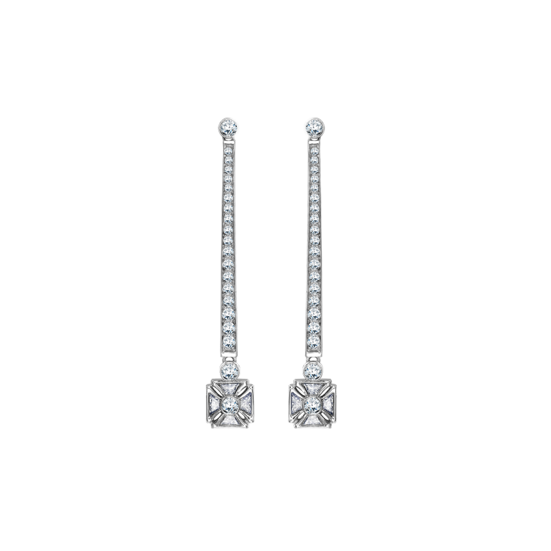 Royal Jubilee Earrings in White Gold with White Diamonds  CE1.04  Sybarite Jewellery - image 0
