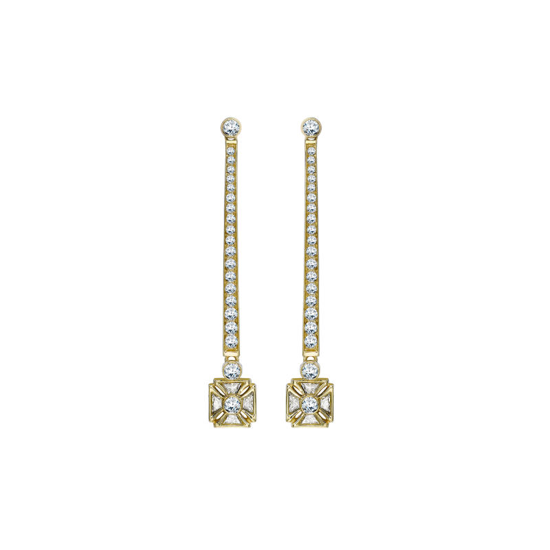 Royal Jubilee Earrings in Yellow Gold with White Diamonds  CE1.24  Sybarite Jewellery - image 0