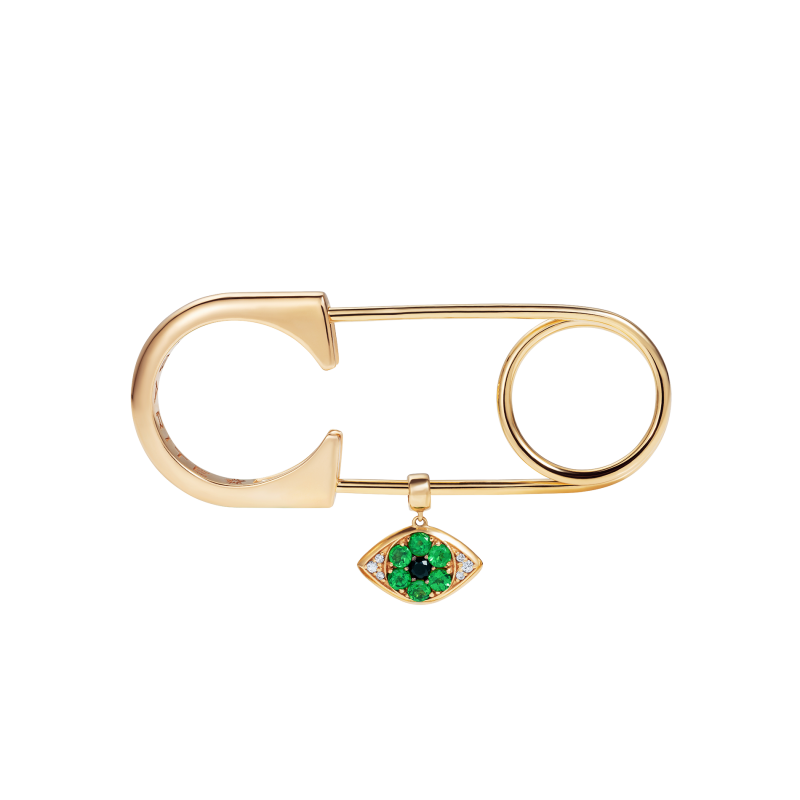 Safety Pin All Seeing Eye Charm in Yellow Gold with Sapphires  SPR9.30.6  Sybarite Jewellery - image 3